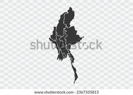Myanmar Map Shadow Color on White Background quality files Png