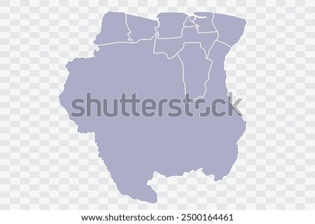 Suriname Map silver Color on White Background quality files Png