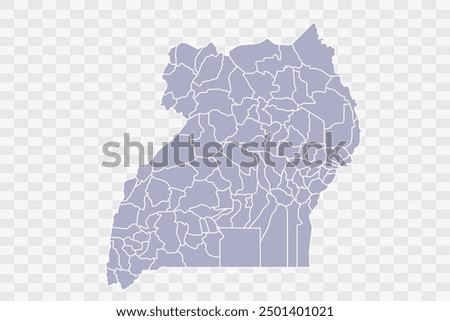 Uganda Map silver Color on White Background quality files Png