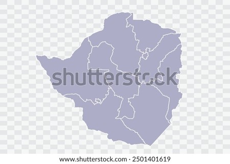 Zimbabwe Map silver Color on White Background quality files Png