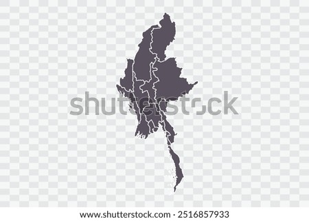 Myanmar Map Smoke Color on White Background quality files Png