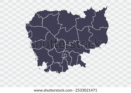 Cambodia Map Slate Color on White Background quality files Png