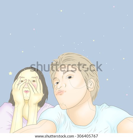 shy girl with her boyfriend