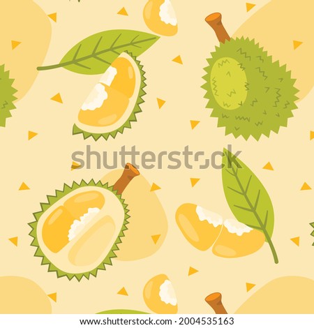 Durian King of Fruit With Triangle, Seamless Pattern, Vector, Illustration