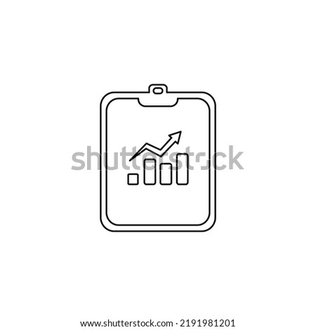 Clipboard with graph icon outline, arrow up sign, flat icon symbol, for website and app design, illustration vector of business growth