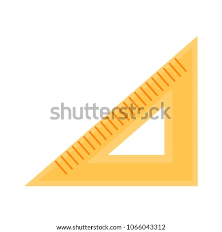 triangle ruler icon, school illustration - education icon, measurement scale tool
