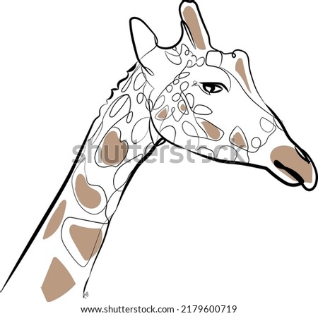 Continuous one line drawing art: Nubian Giraffe is officially endangered on IUCN Red List. 