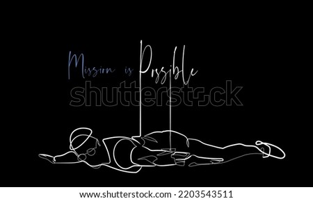 One continuous line art Mission is possible success in challenges and growth in business and life minimal vector illustration typography white lines