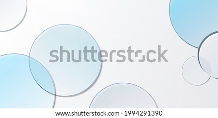 Minimal 3D product display background with blue glass blue transparent disk in top view. Stock foto © 