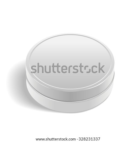 round metal box isolated on white background