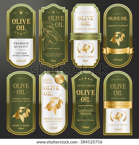 elegant golden labels collection set for premium olive oil