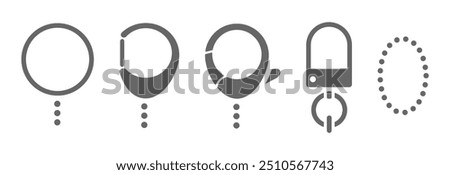 metal clasp key ring vector element set