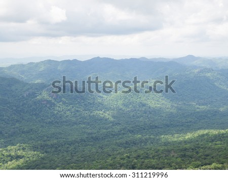 Mountain view cover by fog on the top of Pa Hin Ngam National Park at Chaiyaphum in Thailand