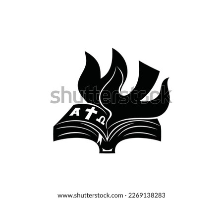 Bible with Holy spirit Fire Silhouette, art vector design 
