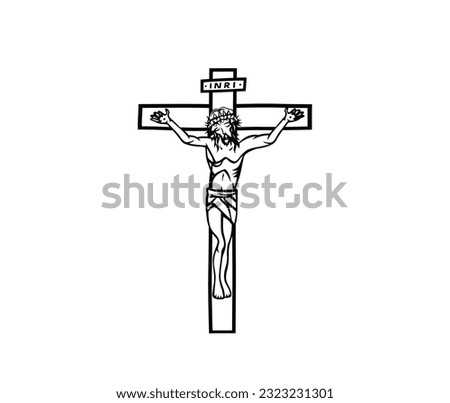 Cross with Corpus Sketch Drawing, art vector design