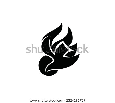Holy Spirit Silhouette Fire Logo, art vector design 