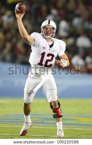 PASADENA, CA. - SEPT 11: Stanford Cardinal QB Andrew Luck #12 in action during the UCLA vs Stanford game on Sept 11 2010 at the Rose Bowl.