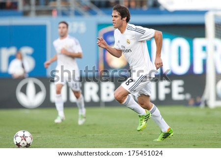 LOS ANGELES - AUGUST 3: Real Madrid F Kaka during the 2013 Guinness International Champions Cup game between Everton and Real Madrid on Aug 3, 2013 at Dodger Stadium.