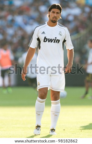 LOS ANGELES - JULY 16: Real Madrid C.F. M Sami Khedira #24 during the World Football Challenge game between Real Madrid & the Los Angeles Galaxy on July 16 2011 at the Los Angeles Memorial Coliseum in Los Angeles, CA.