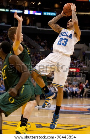 LOS ANGELES - MARCH 10: UCLA Bruins F Tyler Honeycutt #23 in action during the NCAA Pac-10 Tournament basketball on March 10 2011 at Staples Center.