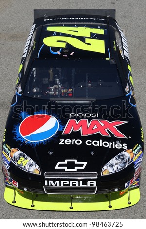 FONTANA, CA. - OCT 9: Sprint Cup Series driver Jeff Gordon in the Pepsi Max #24 car during the Pepsi Max 400 practice on Oct 9 2010 at the Auto Club Speedway.