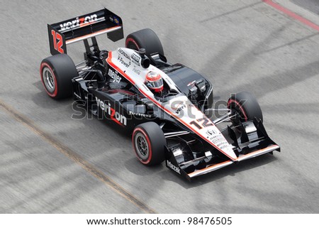 LONG BEACH - APRIL 17: Will Power driver of the #12 Verizon Team Penske Dallara Honda races during the IndyCar Series Toyota Grand Prix on April 17 2011 in Long Beach.