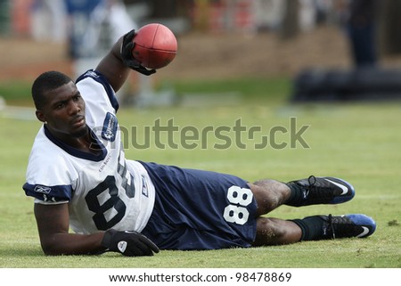 OXNARD, CA. - AUG 15: Dallas Cowboys WR (#88) Dez Bryant stretches with the team before the start of the second day of the 2010 Dallas Cowboys Training Camp on Aug 15 2010 in Oxnard, California.