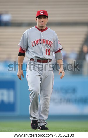 LOS ANGELES - JUNE 13: Cincinnati Reds 1B Joey Votto #19 before the Major League Baseball game on June 13 2011 at Dodger Stadium in Los Angeles.