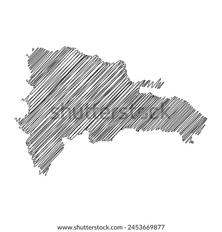 dominican republic map line vector illustration