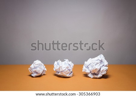 crumpled paper. Business frustrations, Job stress and Failed exam concept.