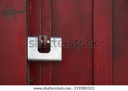 Safe lock on red door