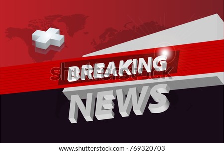 Graphical 3d breaking news background , tv news design concept