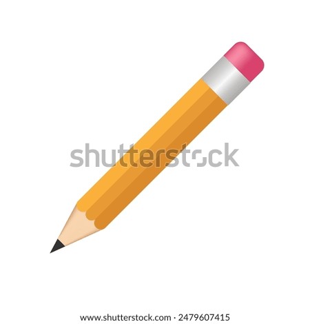 Design of a simple graphic pencil on a white background. Isolated design. As a separate element in school designs. Can be used as a logo or icon