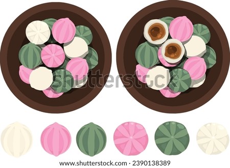 Kkultteok, Honey-filled rice cake. Traditional Korean rice cakes. Korean dessert illustration vector