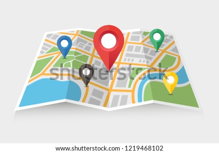 City map with a pointer showing location - can illustrate any topic about traffic and navigation