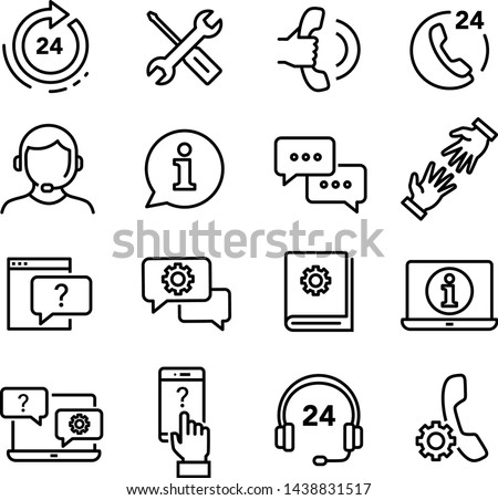 Customer service icons set, can be used to illustrate ordering products through e-shop, customer helpline service, solving problems, returning products etc.