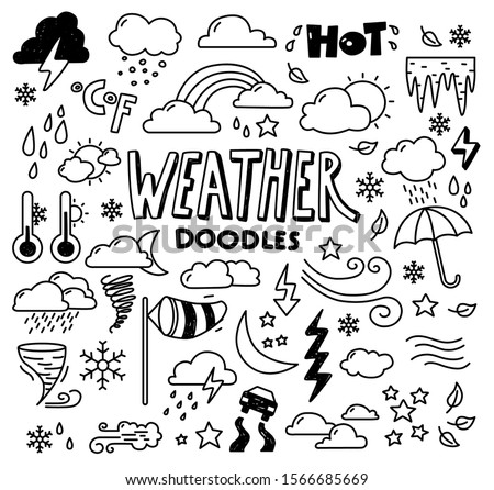 Collection of hand drawn doodles - weather icons