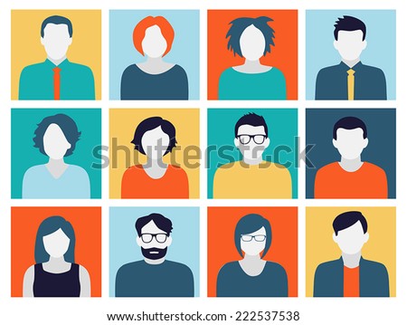 Collection of characters - avatars in flat design style. Can be used for social networking.