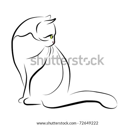 Outline Illustration Of Sitting Cat - 72649222 : Shutterstock