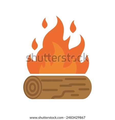 Campfire icon. Campfire with wood blaze flame glowing heat for camping flammable fireplace isometric vector.