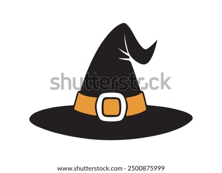 Halloween witch or wizard hat icon, helloween element, logo, vector illustration.