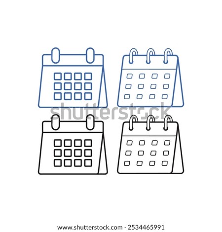 Calendar Icon collection. Meeting Deadlines icon. Time management. Reminder organizer event signs. Outline calendar different variations symbol.