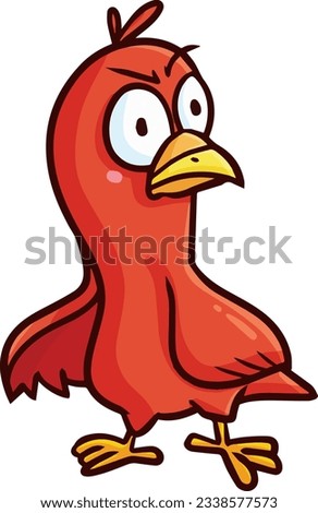 Fun red bird with angry face cartoon illustration