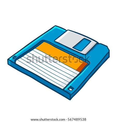 Cool blue old technology floppy disc - vector.