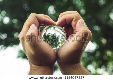 background green nature.Love the world.light bokeh.Crystal ball.