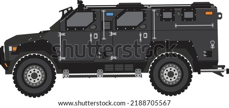 Military SWAT Truck in Black and Grey