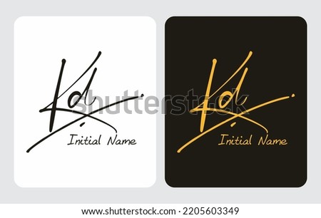 Kd K d initial handwriting Kd initial handwriting signature logo template vector hand lettering for designs or for identity Stock fotó © 