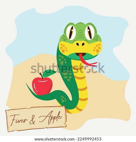 fiver and apple vector illustration