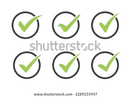 Green check marks in different six variants