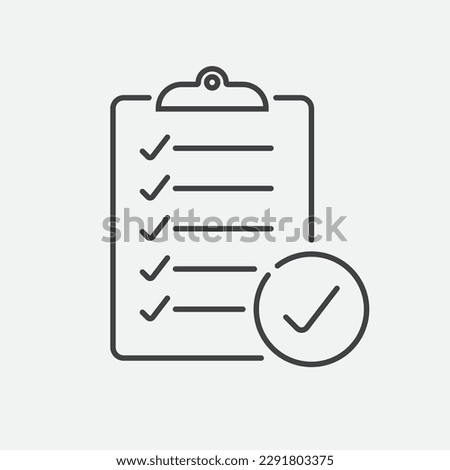 clipboard icon in line style, clip board with plus check list isolated on a white background.